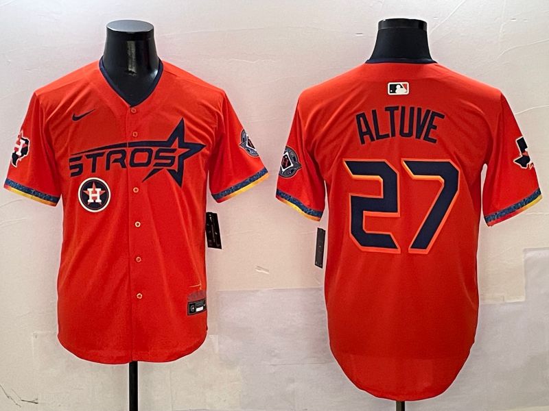 Men Houston Astros #27 Altuve Orange Fourth generation Joint Name Nike 2025 MLB Jersey style 7->houston astros->MLB Jersey